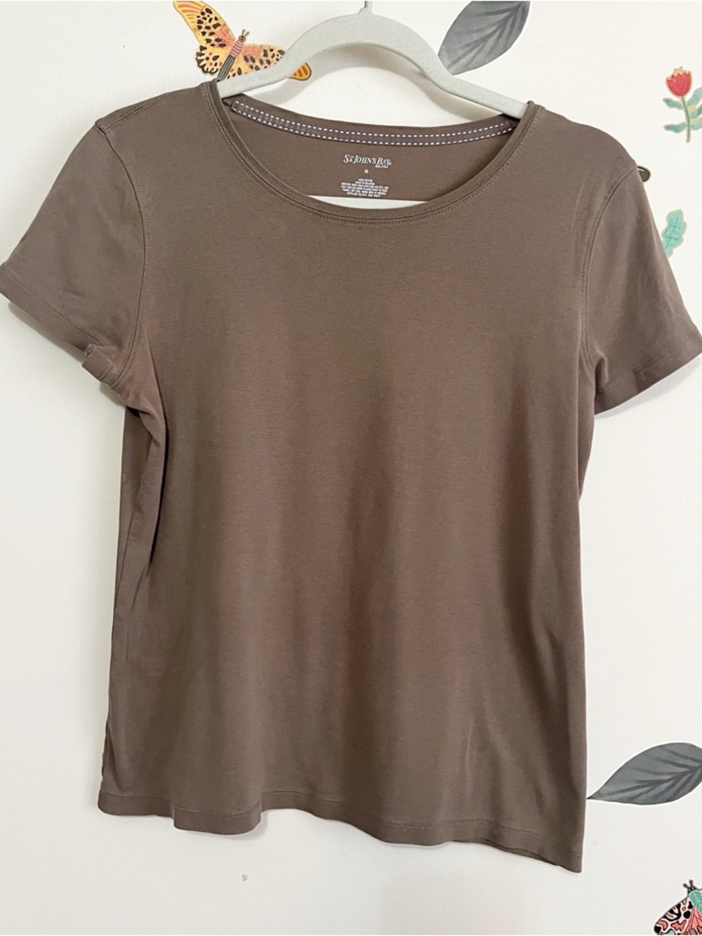 St. John's Bay Short-Sleeve Crewneck Tee in Taupe Brown